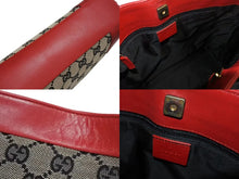 Load image into Gallery viewer, GUCCI グッチ ワンショルダーバッグ GG キャンバス 柄 001998 GG柄 ゴールド金具 ブラウン ベージュ レッド 美品 中古 4b002265