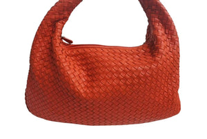 BOTTEGA VENETA ボッテガヴェネタ イントレチャート ホーボー ワンショルダーバッグ 115653 レザー レッド 美品 中古 4b002267