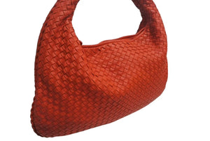 BOTTEGA VENETA ボッテガヴェネタ イントレチャート ホーボー ワンショルダーバッグ 115653 レザー レッド 美品 中古 4b002267