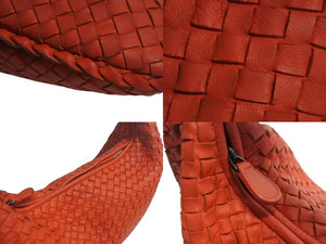 BOTTEGA VENETA ボッテガヴェネタ イントレチャート ホーボー ワンショルダーバッグ 115653 レザー レッド 美品 中古 4b002267