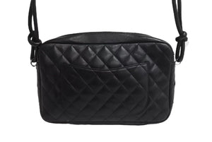CHANEL シャネル カンボンライン ショルダーバッグ ココマーク ターンロック 9番台 レザー ブラック シルバー金具 美品 中古 4b002268