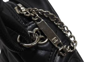 CHANEL シャネル カンボンライン ショルダーバッグ ココマーク ターンロック 9番台 レザー ブラック シルバー金具 美品 中古 4b002268