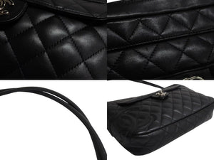 CHANEL シャネル カンボンライン ショルダーバッグ ココマーク ターンロック 9番台 レザー ブラック シルバー金具 美品 中古 4b002268