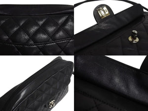 CHANEL シャネル カンボンライン ショルダーバッグ ココマーク ターンロック 9番台 レザー ブラック シルバー金具 美品 中古 4b002268