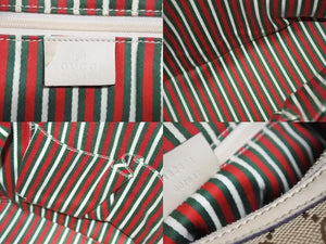 GUCCI グッチ インターロッキング ホワイト ブラウン ゴールド金具 182491 GGキャンバス ショルダーバッグ 美品 中古 4b002269