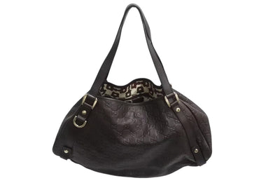 GUCCI グッチ アビー トートバッグ レザー 130736 ゴールド金具 グッチシマ 茶 ブラウン GG柄 美品 中古 4b002272