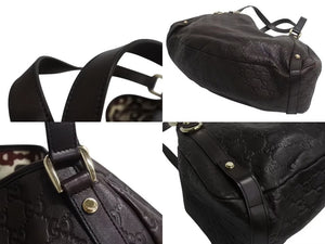 GUCCI グッチ アビー トートバッグ レザー 130736 ゴールド金具 グッチシマ 茶 ブラウン GG柄 美品 中古 4b002272