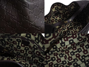 GUCCI グッチ アビー トートバッグ レザー 130736 ゴールド金具 グッチシマ 茶 ブラウン GG柄 美品 中古 4b002272