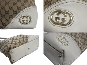 GUCCI グッチ ハンドバッグ 182492 ブラウン ベージュ GGスプリームキャンバス レザー 美品 中古 4b002273