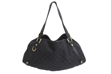 GUCCI グッチ ハンドバッグ GGスプリームキャンバス 130736 GG柄 ブラック 黒 レザー ゴールド金具 美品 中古 4b002274