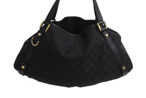 GUCCI グッチ ハンドバッグ GGスプリームキャンバス 130736 GG柄 ブラック 黒 レザー ゴールド金具 美品 中古 4b002274