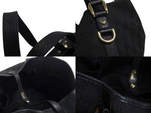 GUCCI グッチ ハンドバッグ GGスプリームキャンバス 130736 GG柄 ブラック 黒 レザー ゴールド金具 美品 中古 4b002274