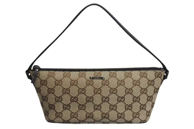 GUCCI グッチ ハンドバッグ 07198 ブラウン ベージュ GGスプリームキャンバス レザー シルバー金具 美品 中古 4b002278