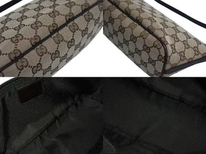 GUCCI グッチ ハンドバッグ 07198 ブラウン ベージュ GGスプリームキャンバス レザー シルバー金具 美品 中古 4b002278