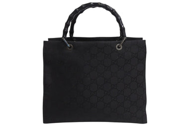 GUCCI グッチ ハンドバッグ 0021010 GGスプリームキャンバス バンブー ブラック シルバー金具 イタリア製 良品 中古 4b002280