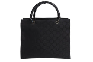 GUCCI グッチ ハンドバッグ 0021010 GGスプリームキャンバス バンブー ブラック シルバー金具 イタリア製 良品 中古 4b002280