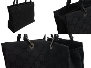GUCCI グッチ ハンドバッグ 0021010 GGスプリームキャンバス バンブー ブラック シルバー金具 イタリア製 良品 中古 4b002280