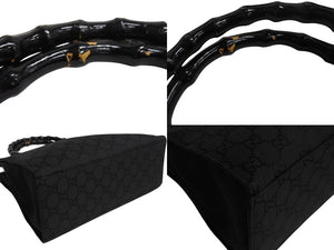 GUCCI グッチ ハンドバッグ 0021010 GGスプリームキャンバス バンブー ブラック シルバー金具 イタリア製 良品 中古 4b002280