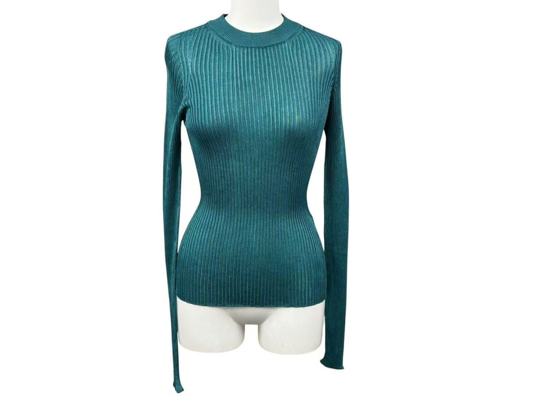 極美品 GIANNI VERSACE ジャンニ ヴェルサーチ レーヨンカットソー グリーン サイズ36 中古 4b002286 