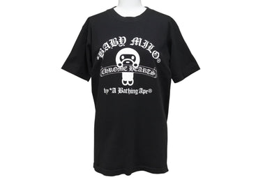 CHROME HEARTS クロムハーツ × A Bathhing Ape エイプ コラボ プリント Tシャツ サイズS ブラック 美品 中古 4b002289 