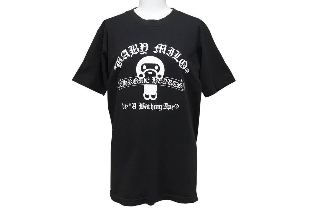 CHROME HEARTS クロムハーツ × A Bathhing Ape エイプ コラボ プリント Tシャツ サイズS ブラック 美品 中古 4b002289 