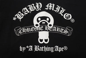 CHROME HEARTS クロムハーツ × A Bathhing Ape エイプ コラボ プリント Tシャツ サイズS ブラック 美品 中古 4b002289 