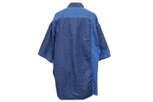 Load image into Gallery viewer, KAPITAL キャピタル パッチワーク デニム 半袖シャツ Patchwork Kathmandu Shirt ブルー コットン サイズ3 中古 4b002290