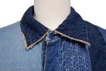 Load image into Gallery viewer, KAPITAL キャピタル パッチワーク デニム 半袖シャツ Patchwork Kathmandu Shirt ブルー コットン サイズ3 中古 4b002290
