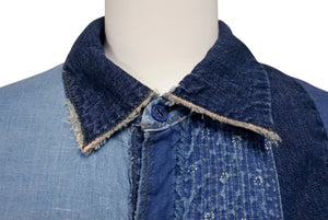 KAPITAL キャピタル パッチワーク デニム 半袖シャツ Patchwork Kathmandu Shirt ブルー コットン サイズ3 中古 4b002290