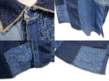 Load image into Gallery viewer, KAPITAL キャピタル パッチワーク デニム 半袖シャツ Patchwork Kathmandu Shirt ブルー コットン サイズ3 中古 4b002290
