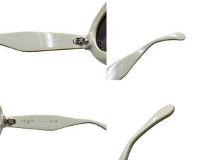 ALAIA アライア オーバル サングラス ホワイト プラスチック アイウェア 小物 49☐22-140 AA0059S シルバー金具 美品 中古 4b002292