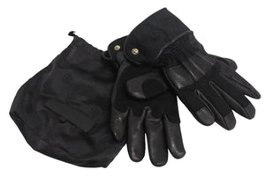 未使用 CHROME HEARTS クロムハーツ レザーグローブ サイズL CHプラスパッチ クロスボールボタン 6パッチ シルバー925 中古 4b002296 