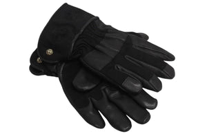 未使用 CHROME HEARTS クロムハーツ レザーグローブ サイズL CHプラスパッチ クロスボールボタン 6パッチ シルバー925 中古 4b002296 