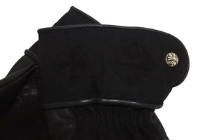 未使用 CHROME HEARTS クロムハーツ レザーグローブ サイズL CHプラスパッチ クロスボールボタン 6パッチ シルバー925 中古 4b002296 