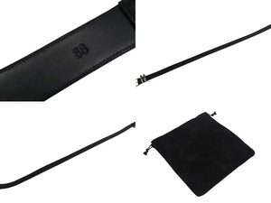 未使用 CHROME HEARTS クロムハーツ 3ピース ローラーベルト サイズ38 レザー シルバ−925 ブラック 中古 4b002297 
