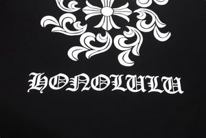 未使用 CHROME HEARTS クロムハーツ 半袖Tシャツ サイズL ホルノルル限定 CHプラスホースシュー ブラック 中古 4b002299 