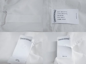 新品未使用 CHROME HEARTS クロムハーツ オープンカラーシャツ 開襟シャツ サイズS CH刺繍 ロゴボタン ホワイト 中古 4b002301