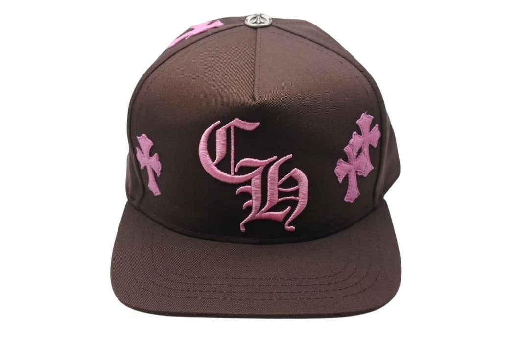 新品未使用 CHROME HEARTS クロムハーツ キャップ クロスパッチ 刺繍 クロスボール シルバー 925 ブラウン ピンク 中古 4b002302