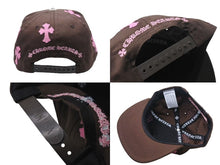 Load image into Gallery viewer, 新品未使用 CHROME HEARTS クロムハーツ キャップ クロスパッチ 刺繍 クロスボール シルバー 925 ブラウン ピンク 中古 4b002302
