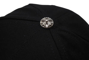 未使用 CHROME HEARTS クロムハーツ キャップ ヴィンダガー刺繍 クロスボール シルバー925 ブラック ホワイト 中古 4b002303 