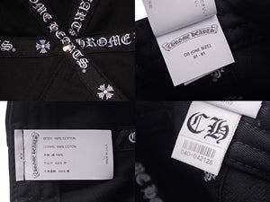 未使用 CHROME HEARTS クロムハーツ キャップ ヴィンダガー刺繍 クロスボール シルバー925 ブラック ホワイト 中古 4b002303 