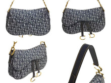Load image into Gallery viewer, 極美品 ChristianDior クリスチャンディオール トロッター ダブルサドルバッグ キャンバス レザー ネイビー ゴールド 中古 4b002307