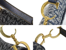 Load image into Gallery viewer, 極美品 ChristianDior クリスチャンディオール トロッター ダブルサドルバッグ キャンバス レザー ネイビー ゴールド 中古 4b002307