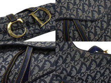 Load image into Gallery viewer, 極美品 ChristianDior クリスチャンディオール トロッター ダブルサドルバッグ キャンバス レザー ネイビー ゴールド 中古 4b002307