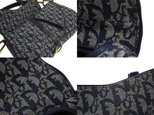 Load image into Gallery viewer, 極美品 ChristianDior クリスチャンディオール トロッター ダブルサドルバッグ キャンバス レザー ネイビー ゴールド 中古 4b002307