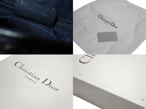 極美品 ChristianDior クリスチャンディオール トロッター ダブルサドルバッグ キャンバス レザー ネイビー ゴールド 中古 4b002307