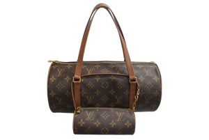 LOUIS VUITTON ルイヴィトン パピヨン30 モノグラムキャンバス ハンドバッグ 旧型 筒形 M51365 ブラウン 美品 中古 4b002308