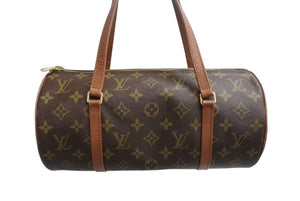 LOUIS VUITTON ルイヴィトン パピヨン30 モノグラムキャンバス ハンドバッグ 旧型 筒形 M51365 ブラウン 美品 中古 4b002308