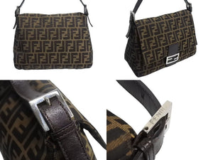極美品 FENDI フェンディ マンマバケット ワンショルダーバッグ 26725 ズッカ柄 キャンバス レザー ブラウン 中古 4b002310
