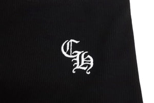 未使用 CHROME HEARTS クロムハーツ スパッツ レギンス サイズXS CH刺繍 レーヨン相当 ブラック 中古 4b002315 